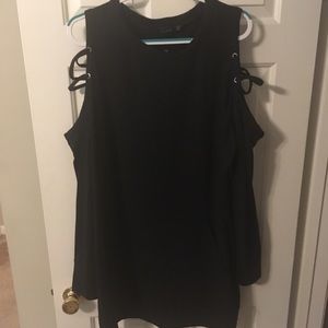 Boohoo sweatshirt dress lace up cold shoulder